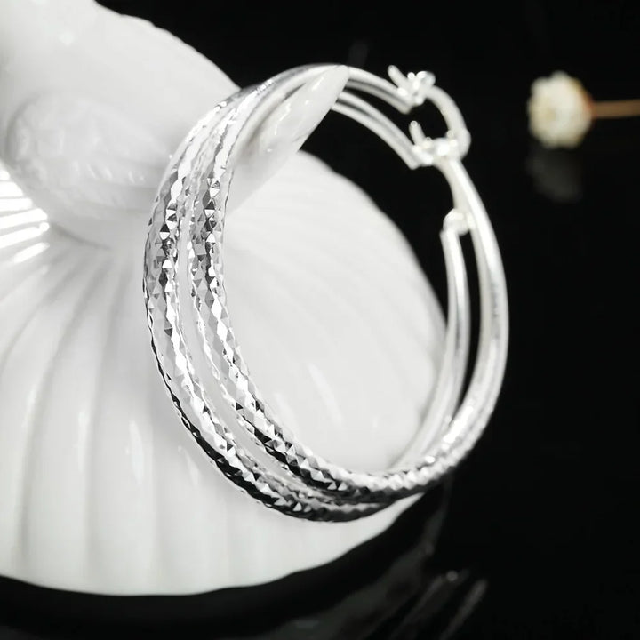 Round Sterling Silver Hoop Earrings