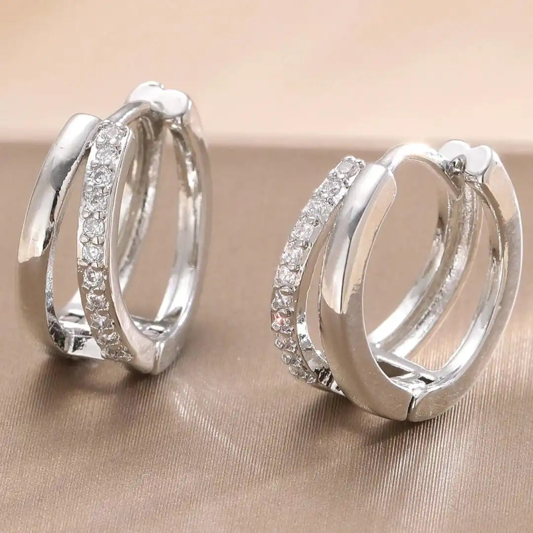 Timeless Golden Zirconia Hoop Earrings