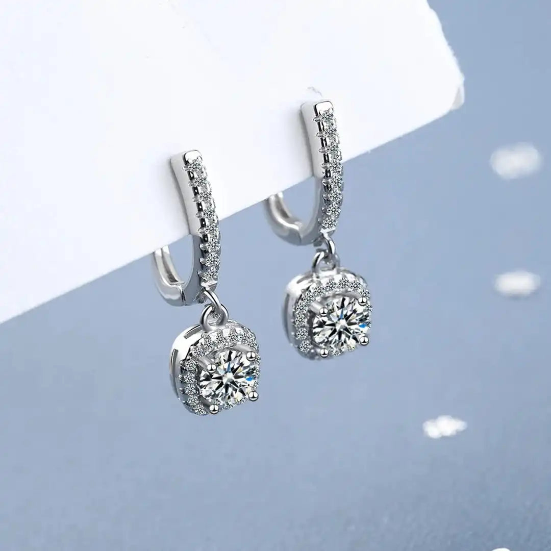 Classic White Gold Earrings with Stone