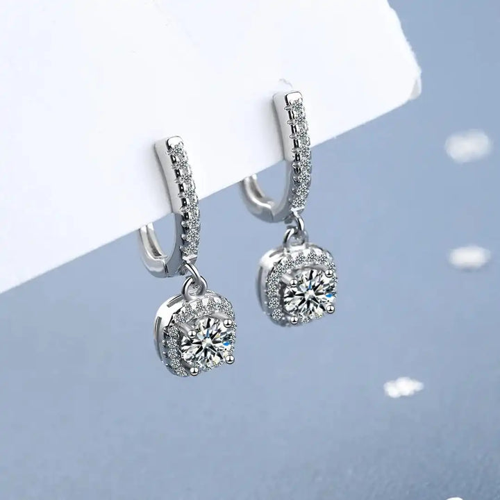 Classic White Gold Earrings with Stone