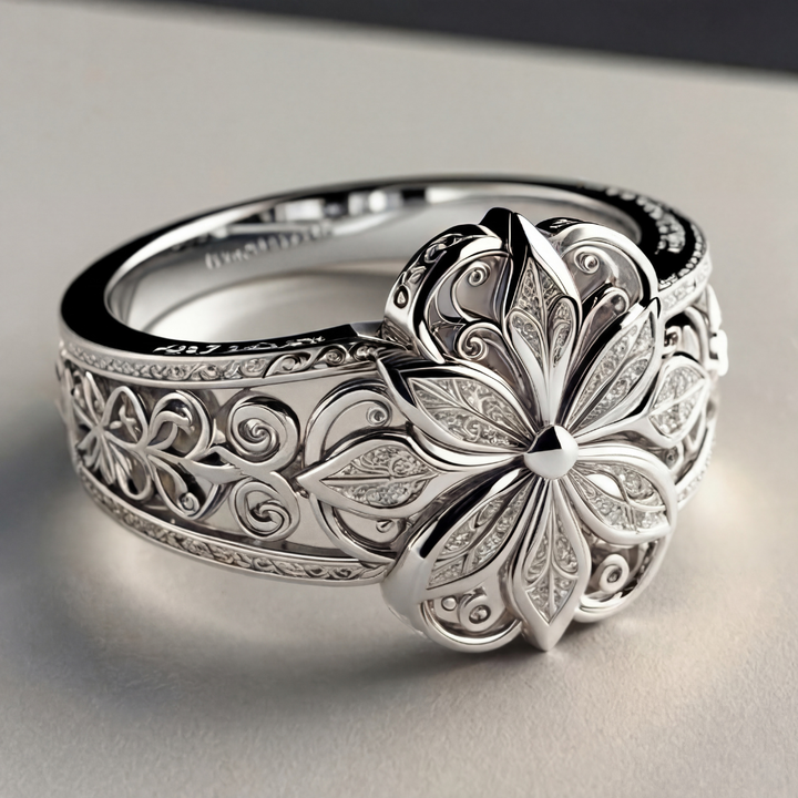 Exotic Floral Zirconia Gold Ring