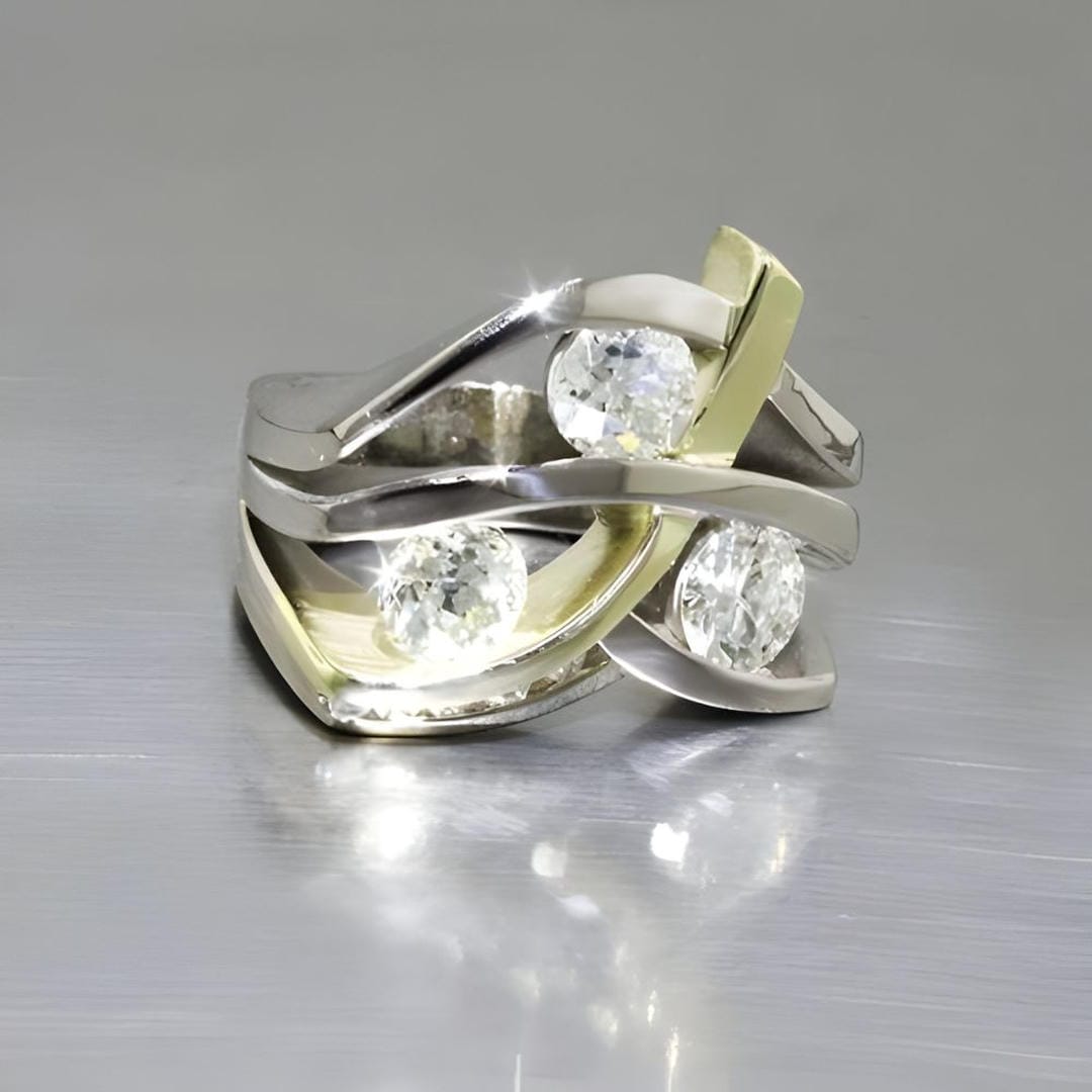 Vintage Zirconia Gold & Silver Ring