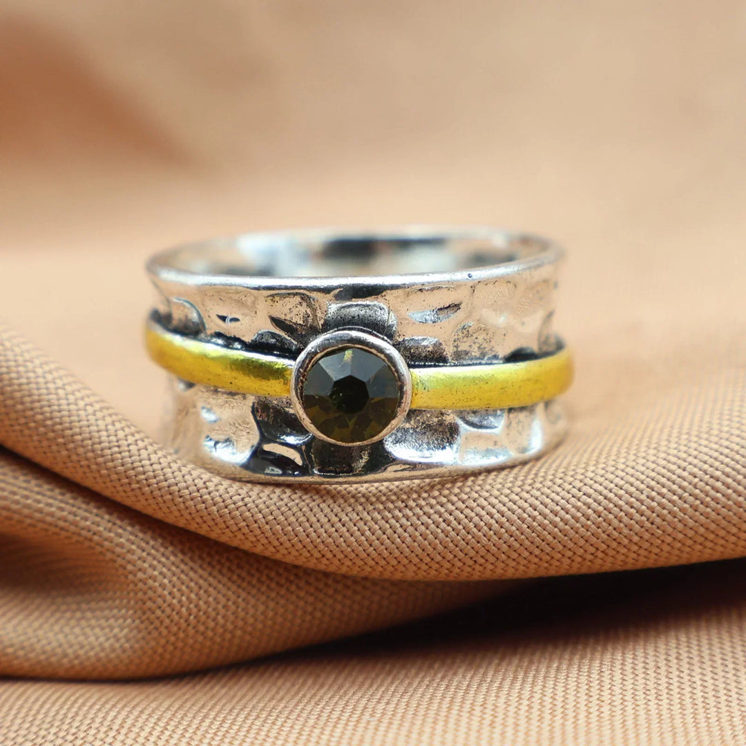 Retro Open Gold Bead Ring