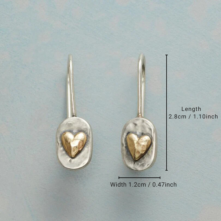 Vintage Earrings with Gold Heart in Silver