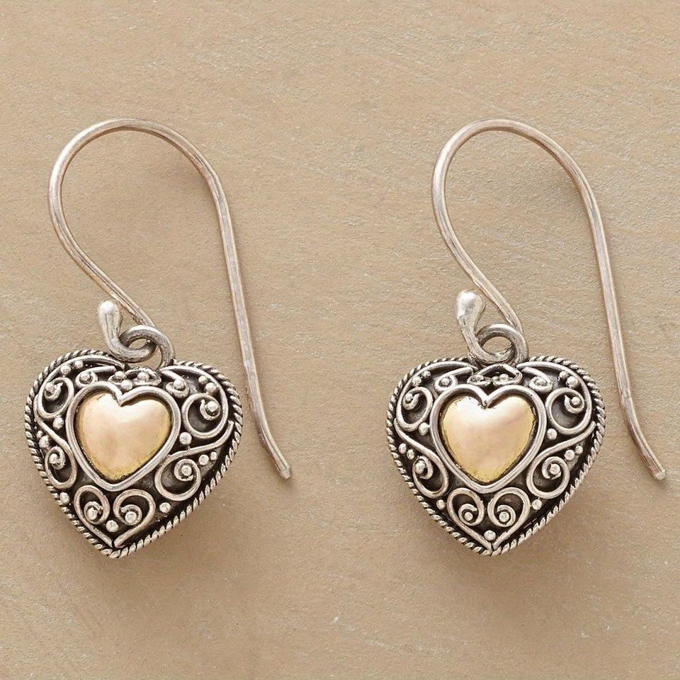 Vintage Boho Heart Earrings