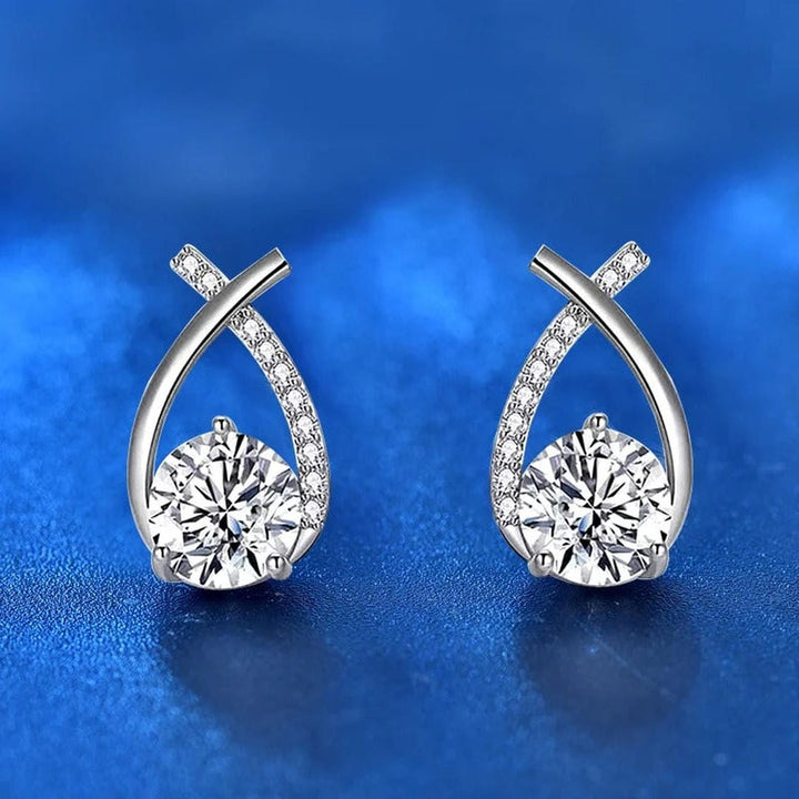 Luxury Twisted Teardrop Zirconia Stud Earrings