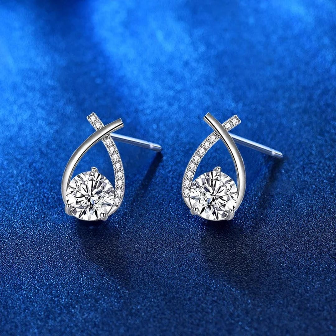 Luxury Twisted Teardrop Zirconia Stud Earrings