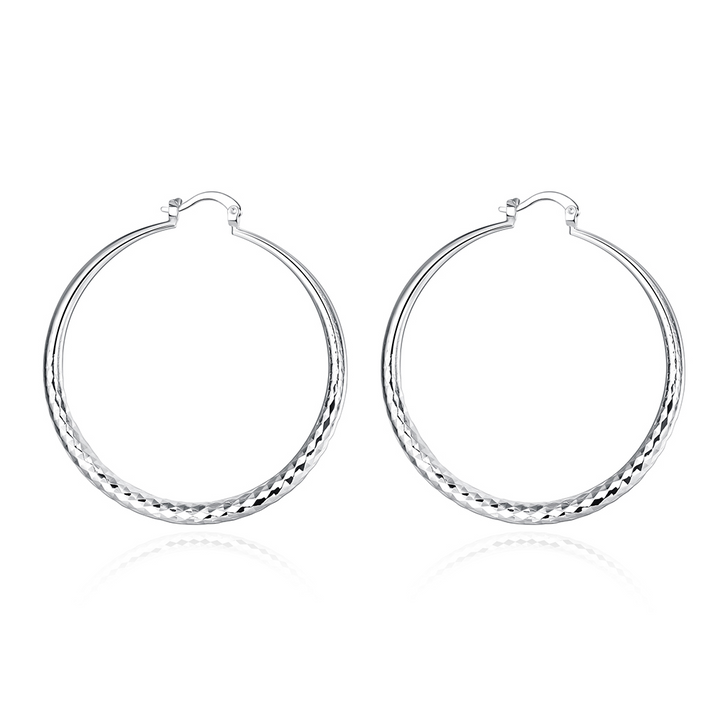 Round Sterling Silver Hoop Earrings