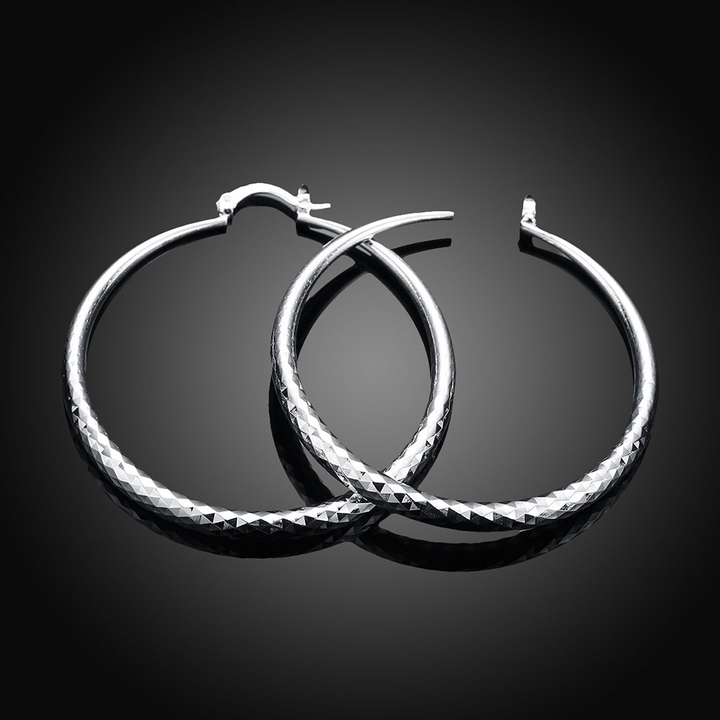 Round Sterling Silver Hoop Earrings