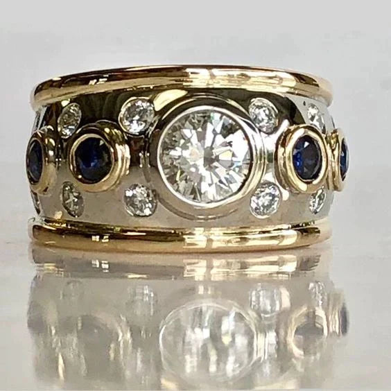 Vintage Gold Ring with Inlaid Zirconia