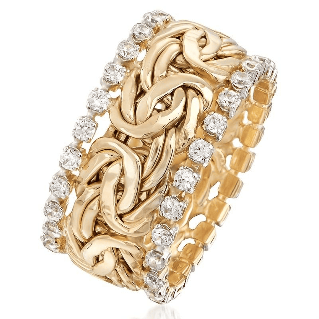 Vintage Braided Gold Zirconia Ring