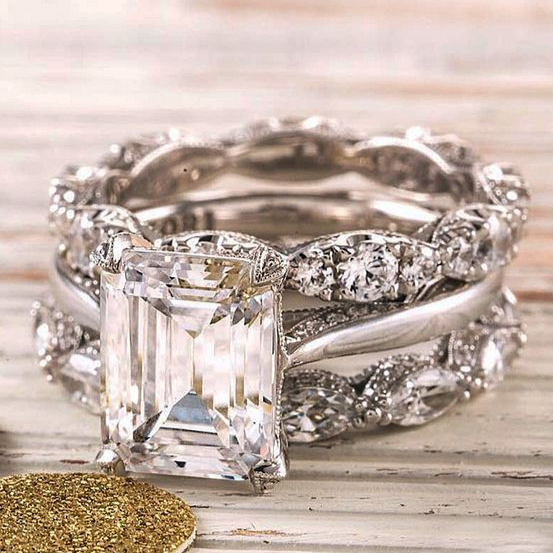 Vintage Silver Radiant Layered Ring