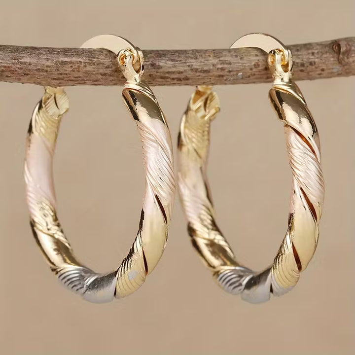Vintage Round Hoop Earrings in Gold, Silver and Rose Gold