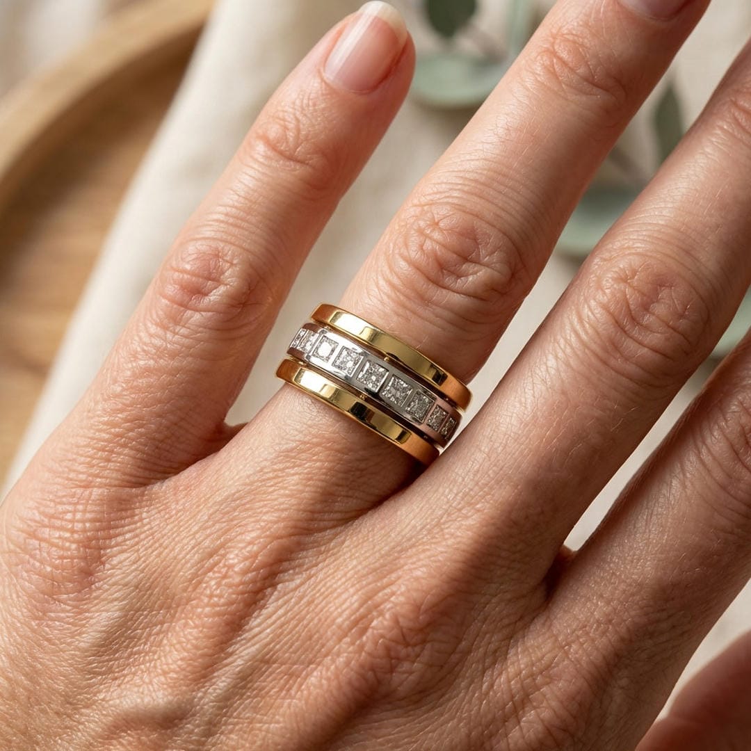 Two-Tone Gold Zirconia Ring